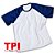 Camiseta Raglan Branca/Azul Marinho 100% Poliester - Imagem 1