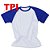 Camiseta Raglan Branca/Azul Royal 100% Poliéster - Imagem 1