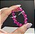 Brinco Ear Cuff Corações Graduados Safira Rosa Banhado a Ródio Branco - Imagem 5