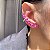 Brinco Ear Cuff Corações Graduados Safira Rosa Banhado a Ródio Branco - Imagem 3