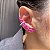 Brinco Ear Cuff Corações Graduados Safira Rosa Banhado a Ródio Branco - Imagem 1