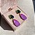 Brinco Bicolor Esmeralda E Ultraviolet Fusion Banhado a Ouro - Imagem 1