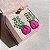 Brinco Luxo Folha Bicolor Turmalina e Pink Fusion Banhado a Ouro - Imagem 1