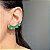 Brinco Ear Cuff Retângulos Esmeralda Fusion Banhado a Ródio Branco - Imagem 2