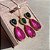 Conjunto Gota Bicolor Esmeralda e Pink Fusion Banhado a Ouro - Imagem 1