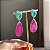 Conjunto Luxo Gota Bicolor Turmalina e Pink Fusion Banhado a Ródio Branco - Imagem 3