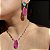 Conjunto Luxo Gota Bicolor Turmalina e Pink Fusion Banhado a Ródio Branco - Imagem 2