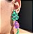 Conjunto Luxo Flor Bicolor Turmalina Leitosa e Ultraviolet Fusion Banhado a Ouro - Imagem 5