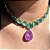 Conjunto Luxo Flor Bicolor Turmalina Leitosa e Ultraviolet Fusion Banhado a Ouro - Imagem 8