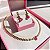 Conjunto Luxo Gotas Safira Rosa Banhado a Ouro - Imagem 1