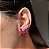 Brinco Luxo Ear Cuff Safira Rosa Banhado a Ródio Branco - Imagem 2