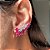 Brinco Luxo Ear Cuff Safira Rosa Banhado a Ródio Branco - Imagem 5