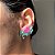 Brinco Ear Cuff Gota Turmalina e Pink Fusion Banhado a Ródio Branco - Imagem 2