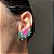 Brinco Ear Cuff Gota Turmalina e Pink Fusion Banhado a Ródio Branco - Imagem 7