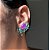 Brinco Ear Cuff Gota Turmalina e Ultraviolet Fusion Banhado a Ródio Branco - Imagem 2