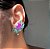Brinco Ear Cuff Gota Turmalina e Ultraviolet Fusion Banhado a Ródio Branco - Imagem 7