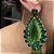 Brinco Gota Luxo Esmeralda e Verde Oliva Banhado a Ouro - Imagem 6