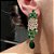 Brinco Luxo Flor Esmeralda Banhado a Ouro - Imagem 4