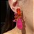 Brinco Luxo Bicolor Laranja, Safira Rosa e Pink Fusion Banhado a Ouro - Imagem 2