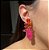 Brinco Luxo Bicolor Laranja, Safira Rosa e Pink Fusion Banhado a Ouro - Imagem 4
