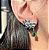 Brinco Leaf Ear Cuff Esmeralda Banhado a Ródio Branco - Imagem 2