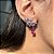 Brinco Leaf Ear Cuff Safira Rosa Banhado a Ródio Branco - Imagem 4