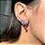 Brinco Leaf Ear Cuff Safira Rosa Banhado a Ródio Branco - Imagem 2