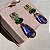 Brinco Luxo Gota Bicolor Verde Esmeralda e Ametista Banhado a Ouro - Imagem 3