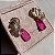 Brinco Meia Flor Pink Fusion Banhado a Ouro - Imagem 4
