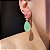 Brinco Luxo Bicolor Light Pink e Greenery Fusion Banhado a Ouro - Imagem 1