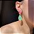 Brinco Luxo Bicolor Light Pink e Greenery Fusion Banhado a Ouro - Imagem 3