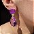 Brinco Luxo Bicolor Ametista e Ultraviolet Fusion Banhado a Ouro - Imagem 1