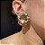 Brinco Flor Texturizado Liso Banhado a Ouro - Imagem 1