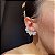 Brinco Ear Cuff Flowers Colors Banhado a Ródio Branco - Imagem 3