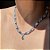 Conjunto Luxo Gravata Azul Banhado a Ródio Branco - Imagem 3