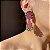Brinco Bicolor Esmeralda e Pink Fusion Banhado a Ouro - Imagem 1