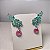 Brinco Ear Cuff Turmalina e Light Pink Fusion Banhado a Ródio Branco - Imagem 2