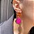 Brinco Folhagem Bicolor Laranja e Pink Fusion Banhado a Ouro - Imagem 3