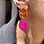 Brinco Folhagem Bicolor Laranja e Pink Fusion Banhado a Ouro - Imagem 1