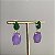Brinco Oval Bicolor Verde Esmeralda e Ametista/Roxo Claro Fusion Banhado a Ouro - Imagem 2