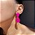 Brinco Duas Gotas Pink/Fúcsia Fusion Banhado a Ródio Branco - Imagem 3