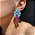 Brinco Arabesco Turquesa e Ultraviolet Fusion Banhado a Ródio Branco - Imagem 1