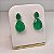 Brinco Gota Dupla Esmeralda Fusion Banhado a Ródio Branco - Imagem 2