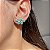 Brinco Ear Cuff Mini Leaf Navetes Turmalina Fusion Banhado a Ródio Branco - Imagem 1