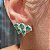 Brinco Ear Cuff Mini Leaf Navetes Verde Esmeralda Fusion Banhado a Ródio Branco - Imagem 3