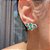 Brinco Ear Cuff Mini Leaf Navetes Verde Esmeralda Fusion Banhado a Ródio Branco - Imagem 1