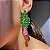 Brinco Folhagem Bicolor Esmeralda e Ultraviolet Fusion Banhado a Ouro - Imagem 1
