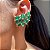 Brinco Ear Cuff Luxo Esmeralda Fusion Banhado a Ouro - Imagem 3