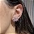 Brinco Ear Cuff Leaf Safira Rosa Banhado a Ródio Branco - Imagem 1