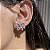 Brinco Ear Cuff Leaf Safira Rosa Banhado a Ródio Branco - Imagem 3